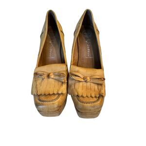 Jeffrey‎ Campbell Leather Loafer Wedge Slip Ons Size 7.5